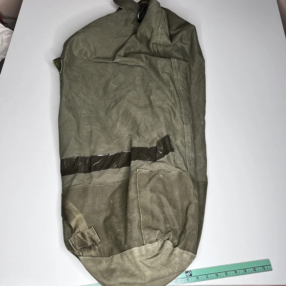 Vintage US Military Canvas Duffel Bag Olive Drab Backpack Sea Bag Sgt Jackson